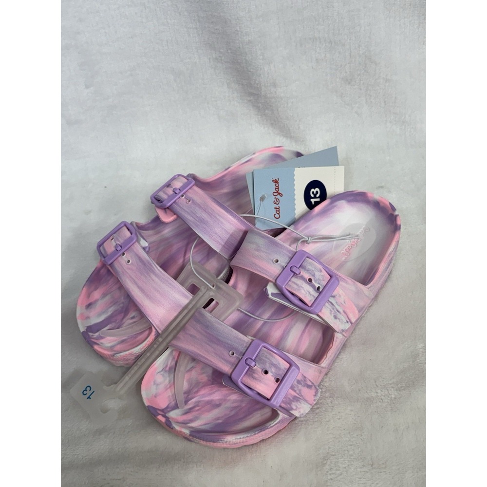 Girls' Noa Blown EVA Footbed Sandals - Cat & Jack - Pink/Purple Swirl "Size 13" - Picture 2 of 6